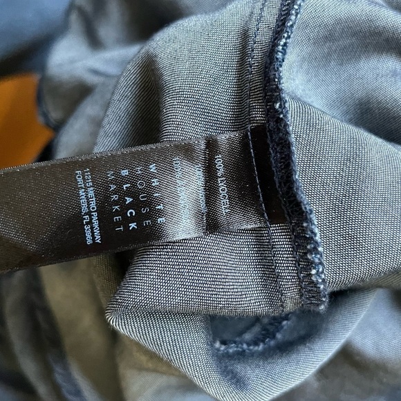 White House Black Market Chambray Soft Bell Sleeve Boho Blouse - Picture 5 of 6